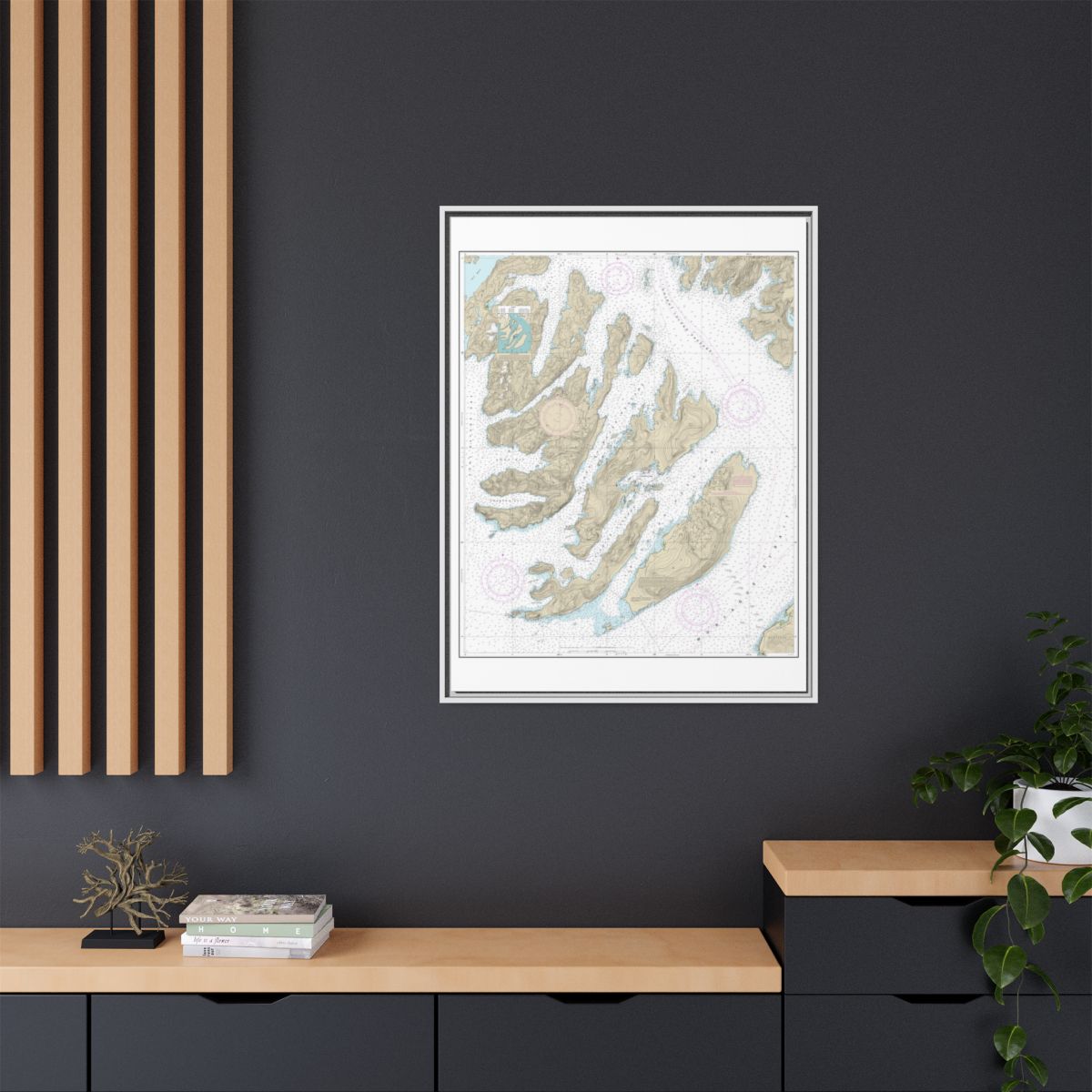 Chart 16702 Latouche Passage to Whale Bay - NOAA Nautical Chart Floating Frame Canvas | 24" x 32" | 30" x 40" - White context-2