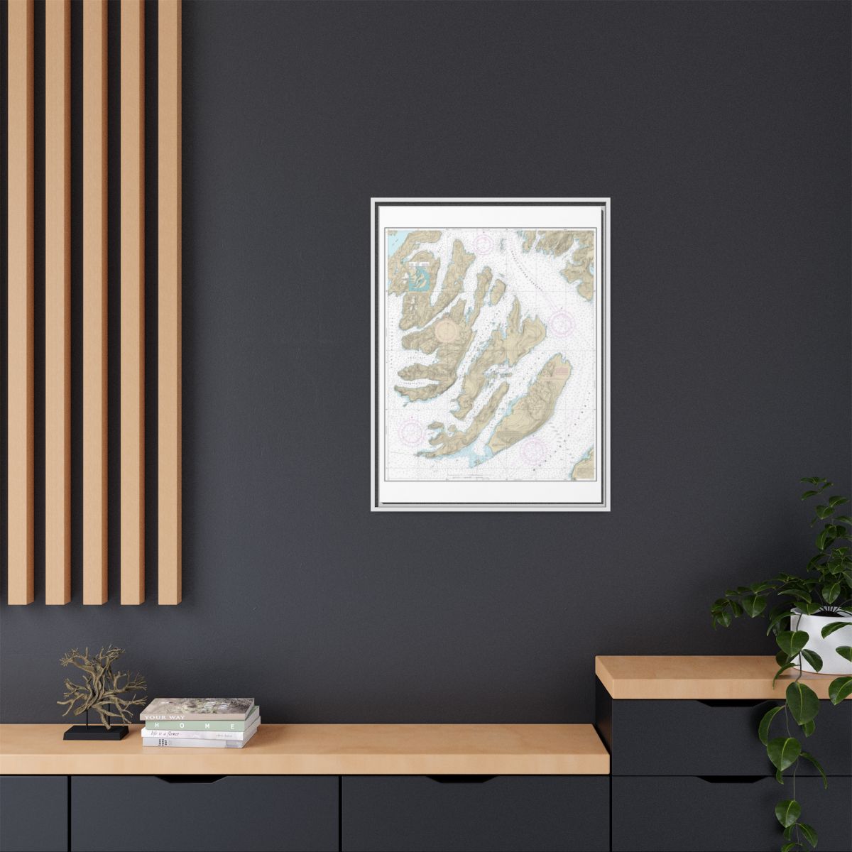 Chart 16702 Latouche Passage to Whale Bay - NOAA Nautical Chart Floating Frame Canvas | 24" x 32" | 30" x 40" - White context-2