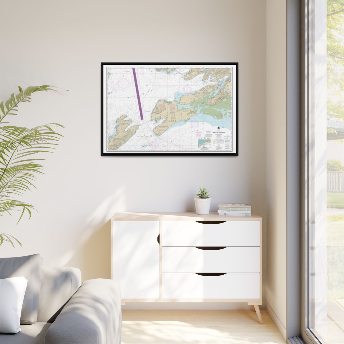 Chart 16709 Prince William Sound-eastern entrance - NOAA Nautical Chart Floating Frame Canvas | 30" x 20" | 36" x 24" | 48" x 32" - Black context-1