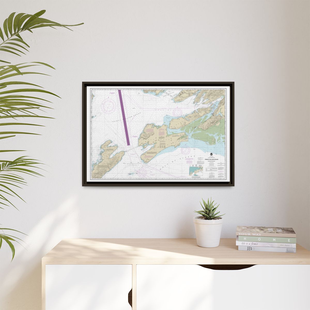 Chart 16709 Prince William Sound-eastern entrance - NOAA Nautical Chart Floating Frame Canvas | 30" x 20" | 36" x 24" | 48" x 32" - Espresso context-1