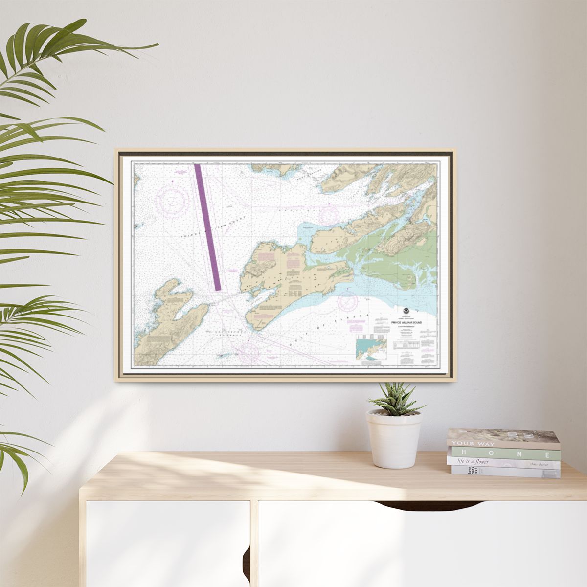 Chart 16709 Prince William Sound-eastern entrance - NOAA Nautical Chart Floating Frame Canvas | 30" x 20" | 36" x 24" | 48" x 32" - Natural context-1