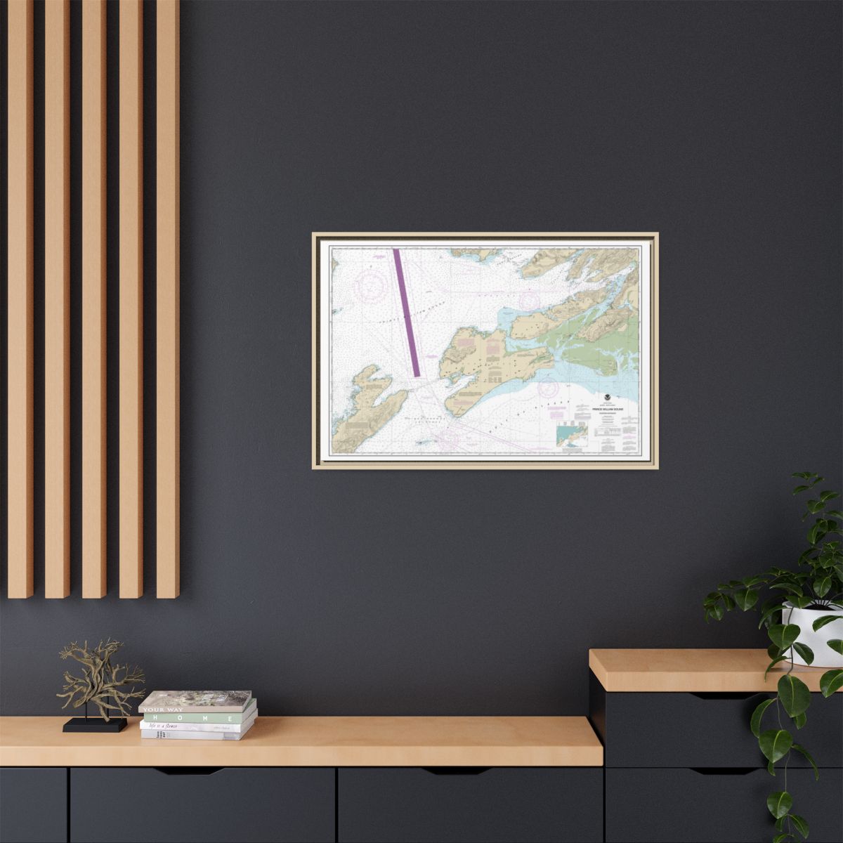 Chart 16709 Prince William Sound-eastern entrance - NOAA Nautical Chart Floating Frame Canvas | 30" x 20" | 36" x 24" | 48" x 32" - Natural context-2