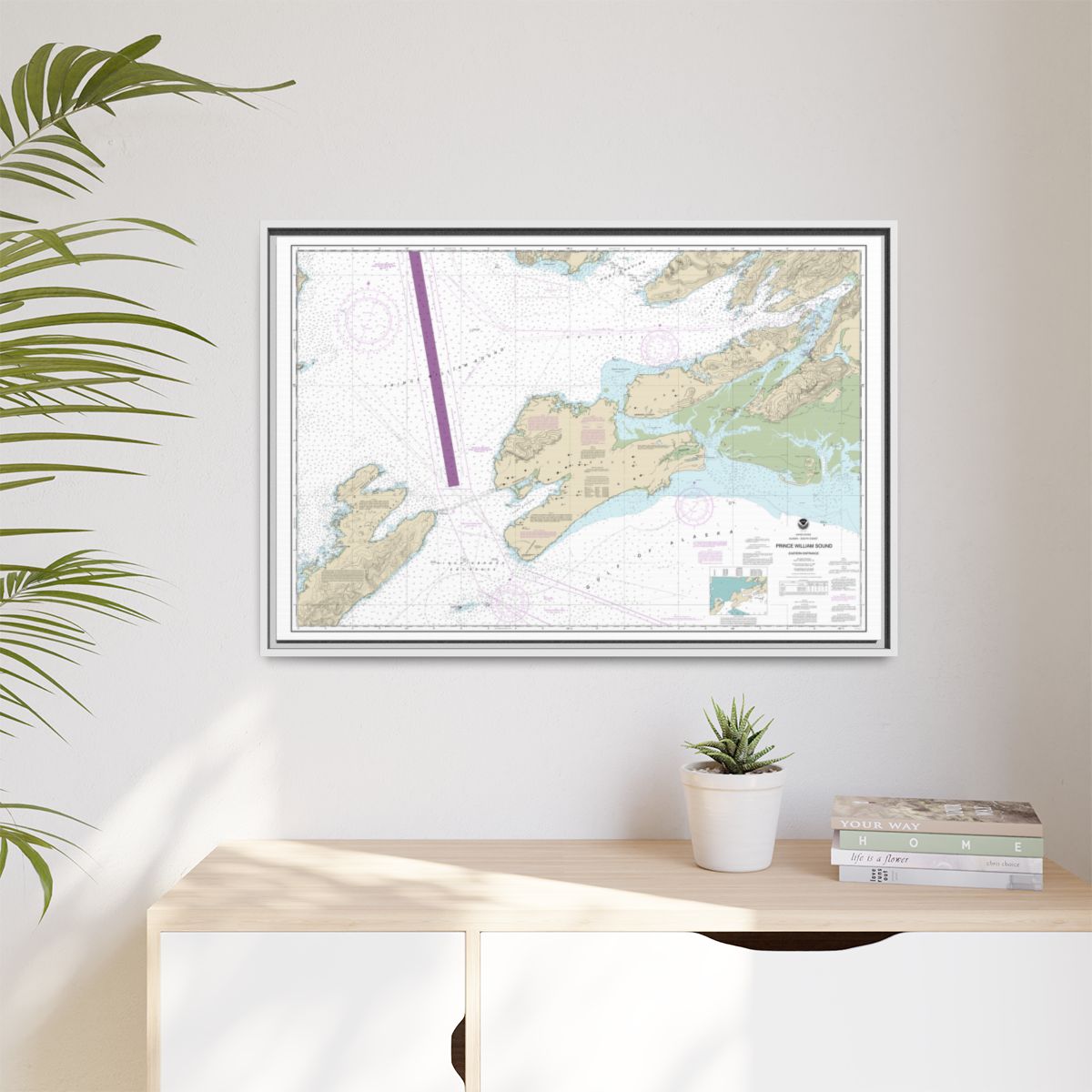 Chart 16709 Prince William Sound-eastern entrance - NOAA Nautical Chart Floating Frame Canvas | 30" x 20" | 36" x 24" | 48" x 32" - White context-1