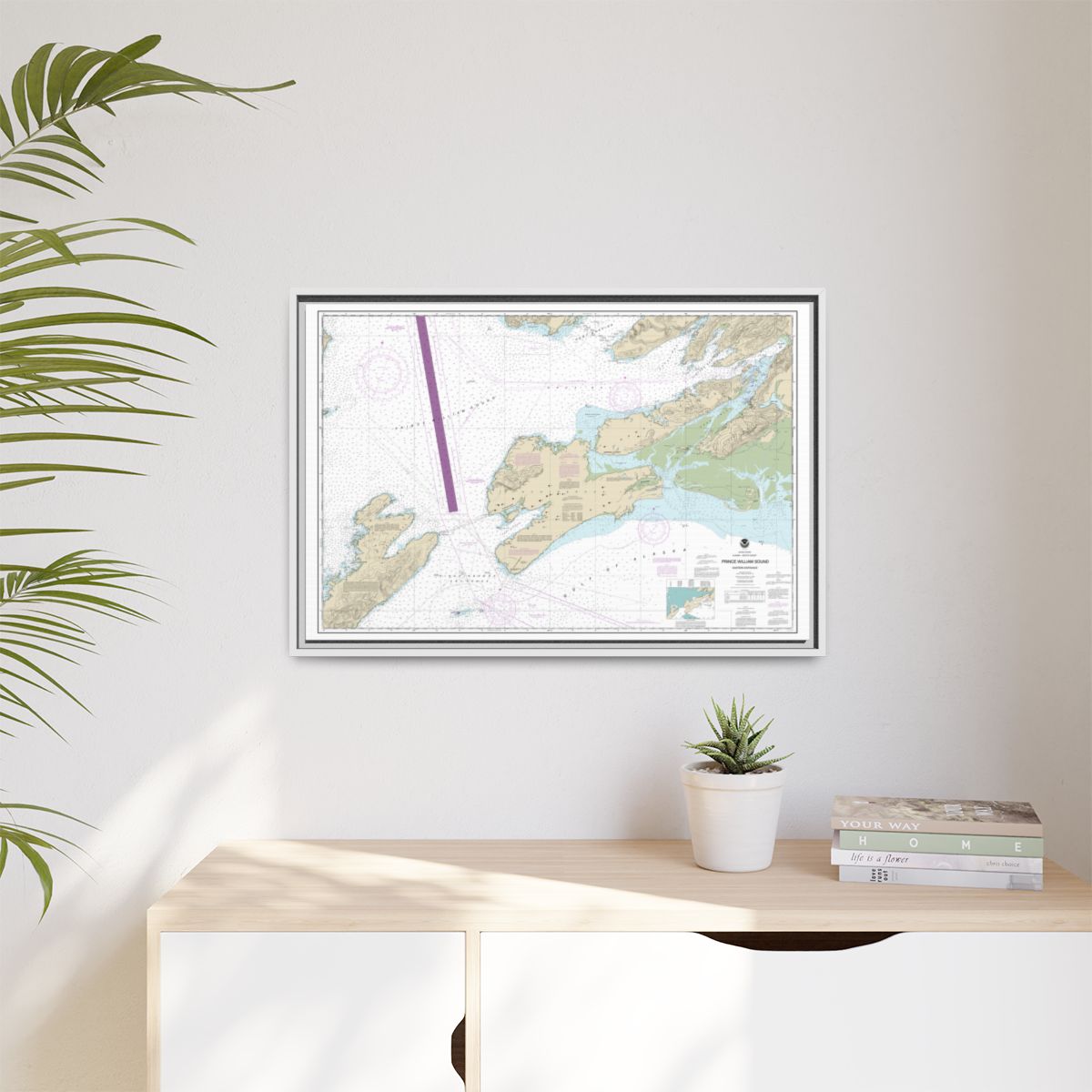 Chart 16709 Prince William Sound-eastern entrance - NOAA Nautical Chart Floating Frame Canvas | 30" x 20" | 36" x 24" | 48" x 32" - White context-1