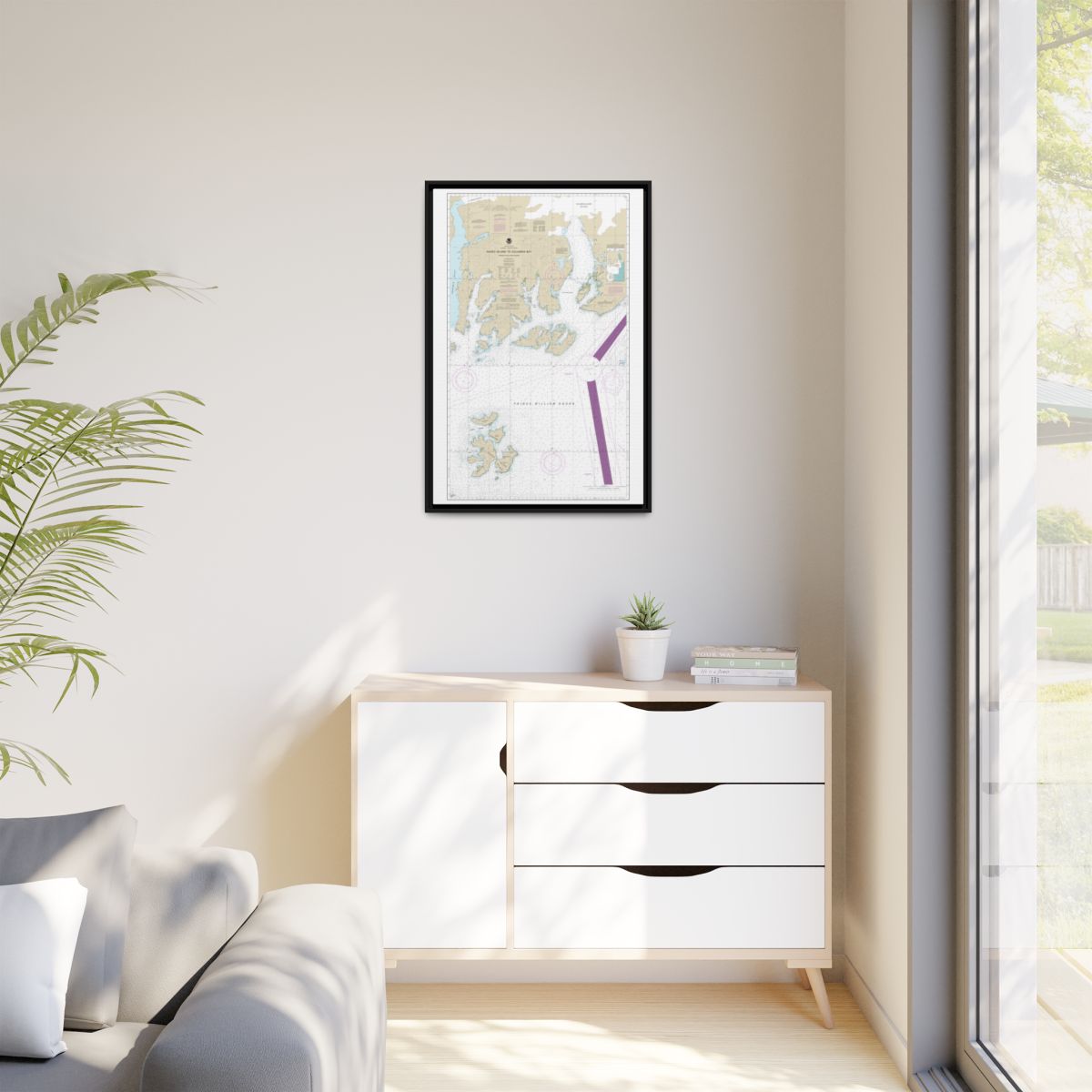 Chart 16713 Naked Island to Columbia Bay - NOAA Nautical Chart Floating Frame Canvas | 20" x 30" | 24" x 36" | 32" x 48" - Black context-1