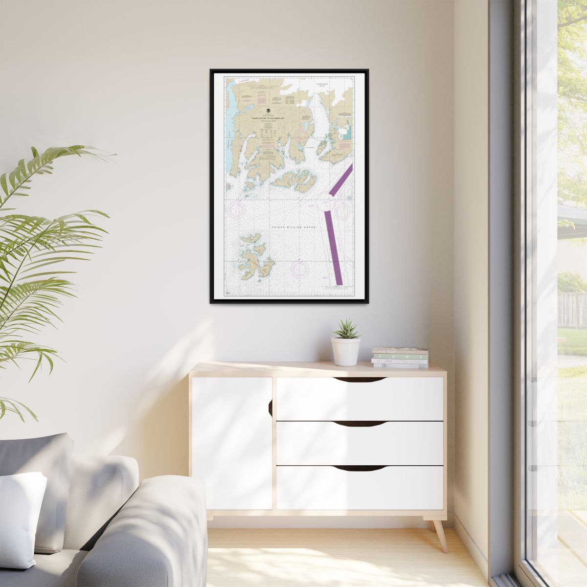 Chart 16713 Naked Island to Columbia Bay - NOAA Nautical Chart Floating Frame Canvas | 20" x 30" | 24" x 36" | 32" x 48" - Black context-1