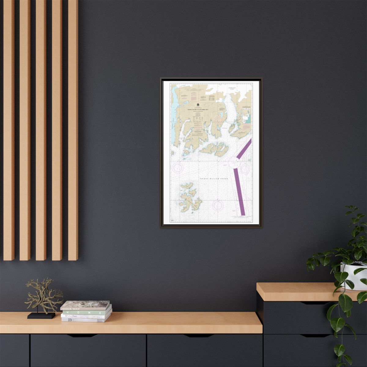 Chart 16713 Naked Island to Columbia Bay - NOAA Nautical Chart Floating Frame Canvas | 20" x 30" | 24" x 36" | 32" x 48" - Espresso context-2
