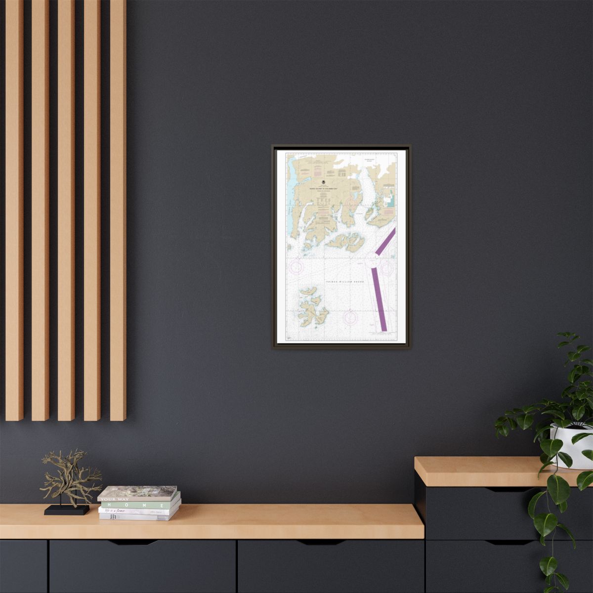 Chart 16713 Naked Island to Columbia Bay - NOAA Nautical Chart Floating Frame Canvas | 20" x 30" | 24" x 36" | 32" x 48" - Espresso context-2
