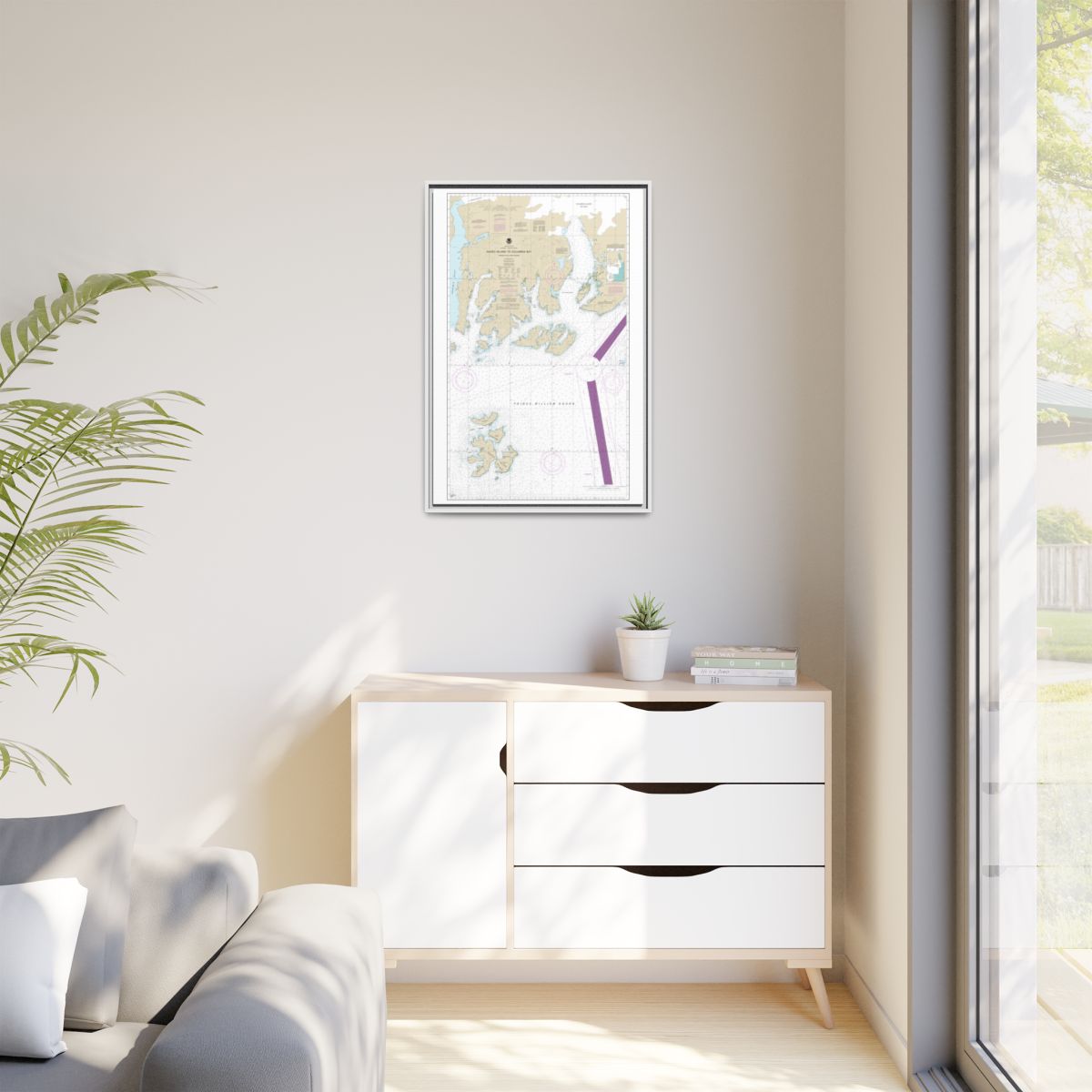 Chart 16713 Naked Island to Columbia Bay - NOAA Nautical Chart Floating Frame Canvas | 20" x 30" | 24" x 36" | 32" x 48" - White context-1