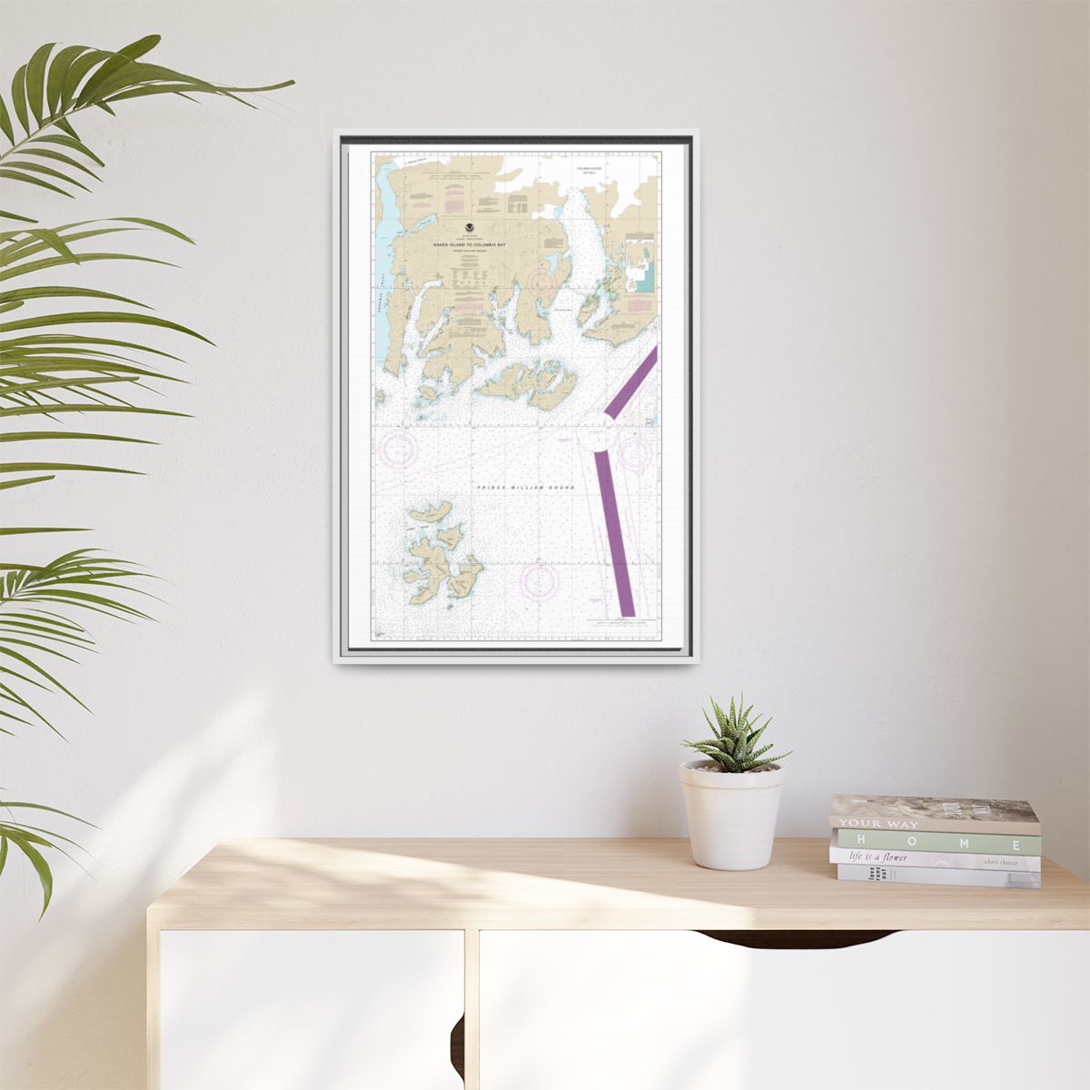 Chart 16713 Naked Island to Columbia Bay - NOAA Nautical Chart Floating Frame Canvas | 20" x 30" | 24" x 36" | 32" x 48" - White context-1