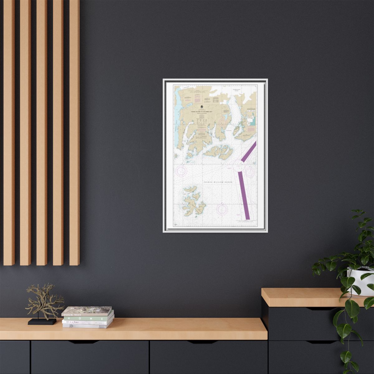 Chart 16713 Naked Island to Columbia Bay - NOAA Nautical Chart Floating Frame Canvas | 20" x 30" | 24" x 36" | 32" x 48" - White context-2