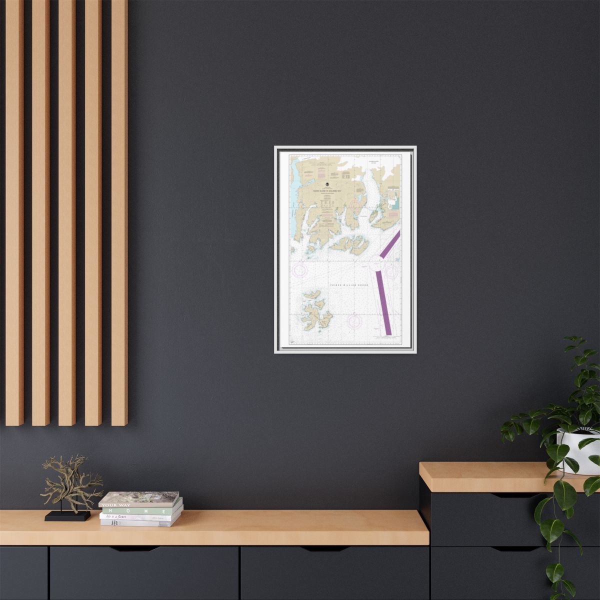 Chart 16713 Naked Island to Columbia Bay - NOAA Nautical Chart Floating Frame Canvas | 20" x 30" | 24" x 36" | 32" x 48" - White context-2