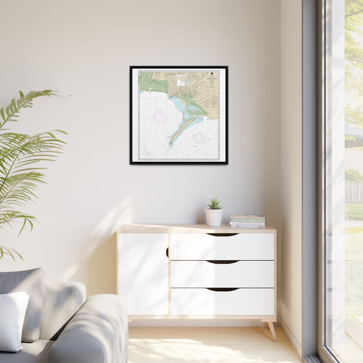 Chart 16723 Controller Bay - NOAA Nautical Chart Floating Frame Canvas | 32" x 32" - Black context-1