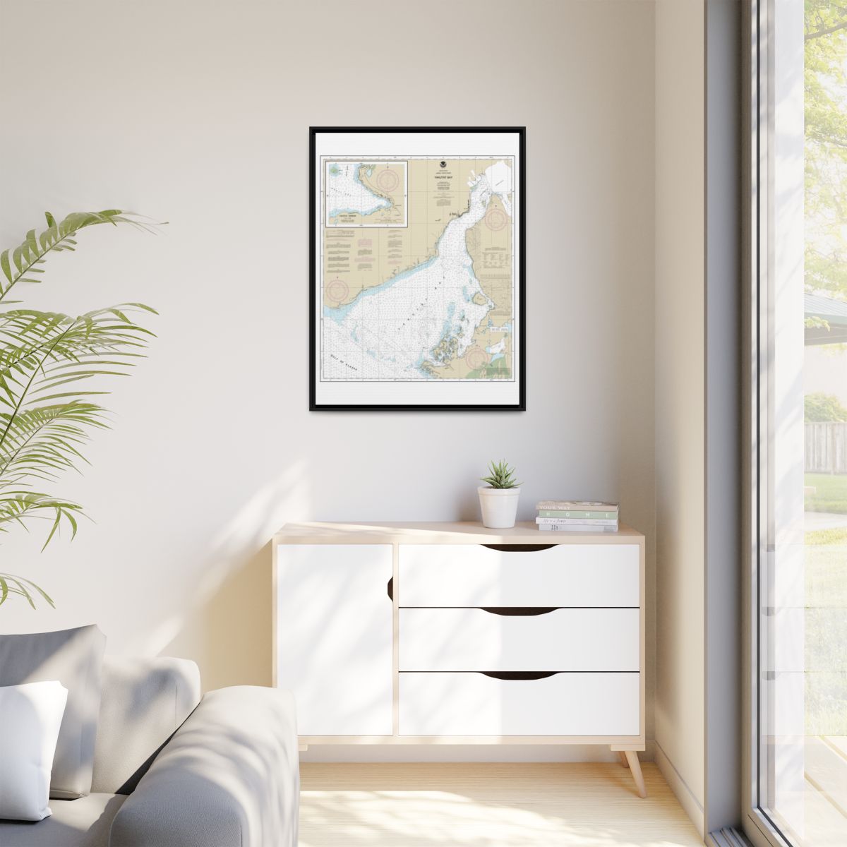 Chart 16761 Yakutat Bay;Yakutat Harbor - NOAA Nautical Chart Floating Frame Canvas | 24" x 32" | 30" x 40" - Black context-1
