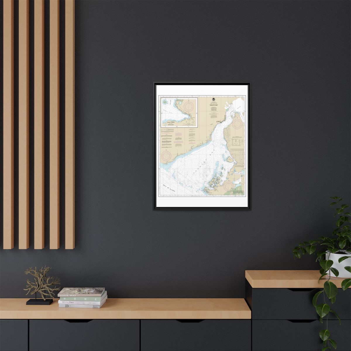 Chart 16761 Yakutat Bay;Yakutat Harbor - NOAA Nautical Chart Floating Frame Canvas | 24" x 32" | 30" x 40" - Black context-2