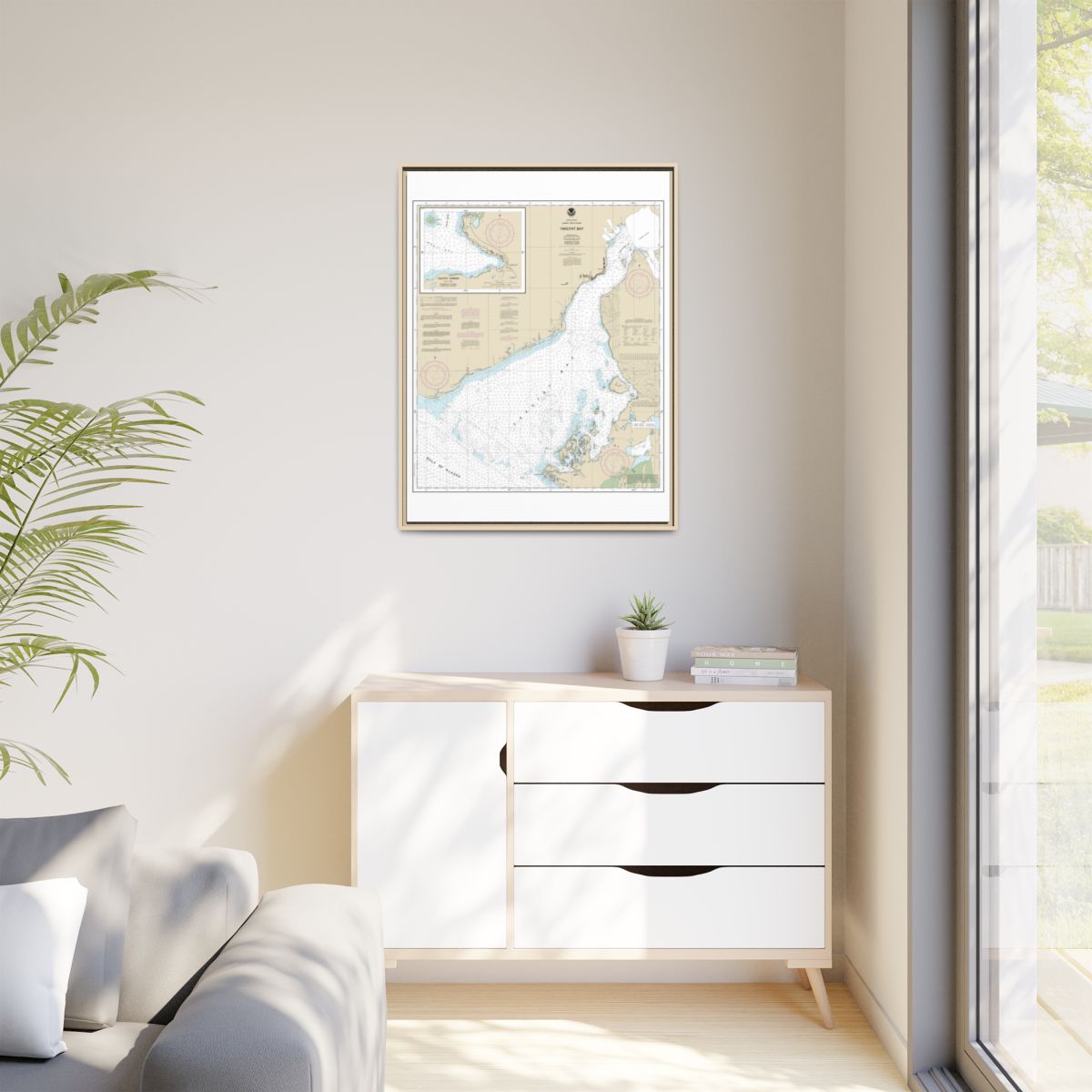 Chart 16761 Yakutat Bay;Yakutat Harbor - NOAA Nautical Chart Floating Frame Canvas | 24" x 32" | 30" x 40" - Natural context-1