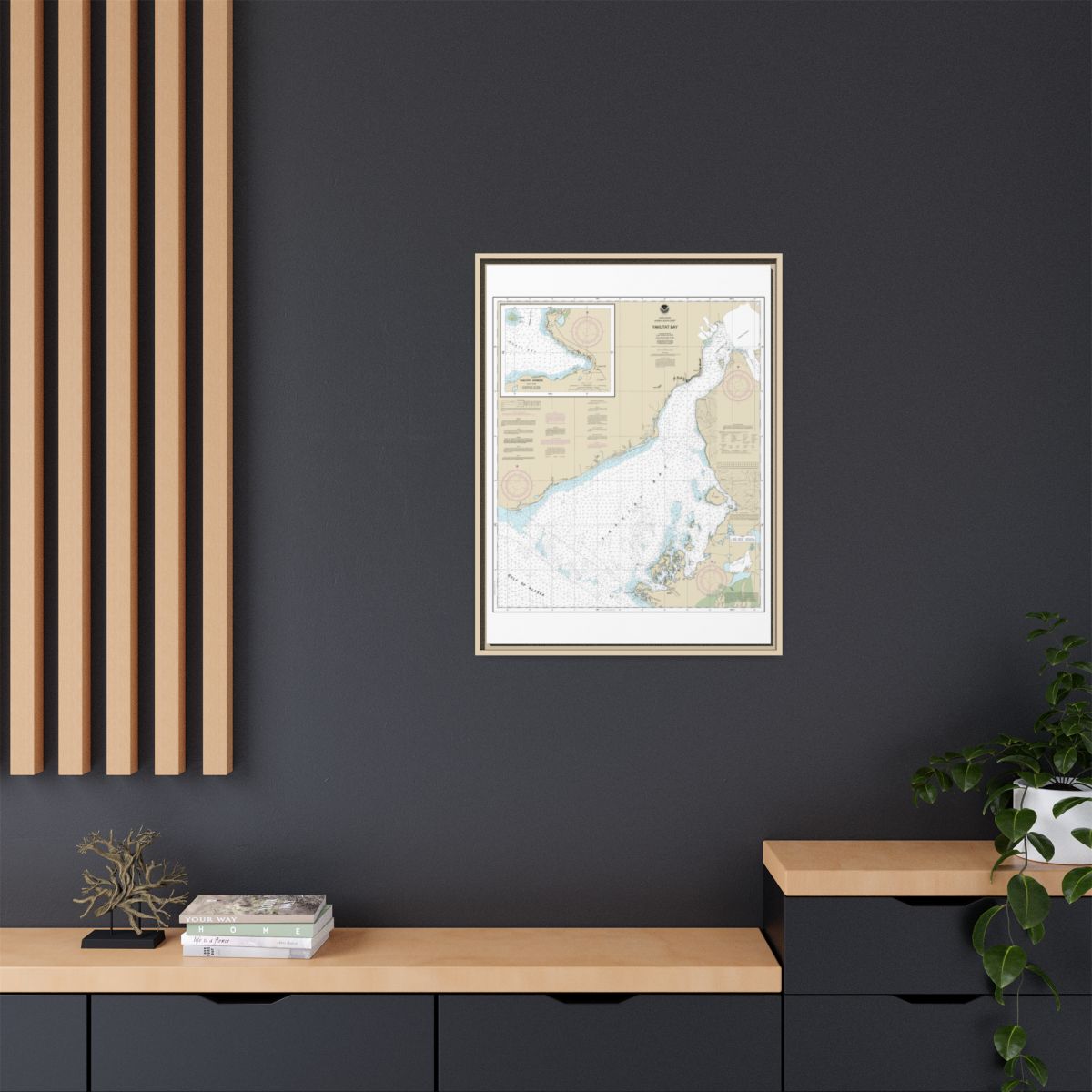 Chart 16761 Yakutat Bay;Yakutat Harbor - NOAA Nautical Chart Floating Frame Canvas | 24" x 32" | 30" x 40" - Natural context-2