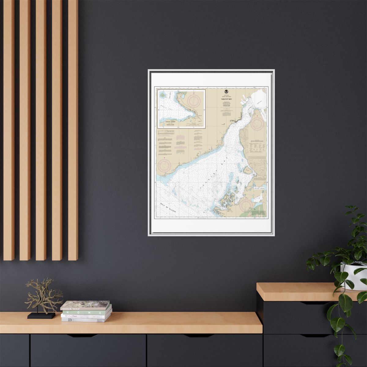 Chart 16761 Yakutat Bay;Yakutat Harbor - NOAA Nautical Chart Floating Frame Canvas | 24" x 32" | 30" x 40" - White context-2
