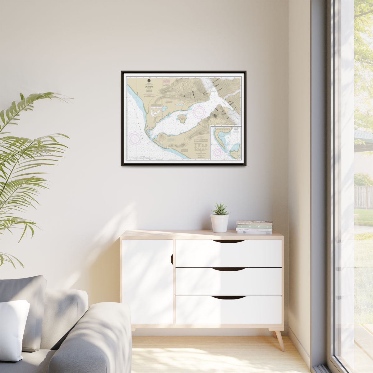 Chart 16762 Lituya Bay;Lituya Bay Entrance - NOAA Nautical Chart Floating Frame Canvas | 32" x 24" | 40" x 30" - Espresso context-1