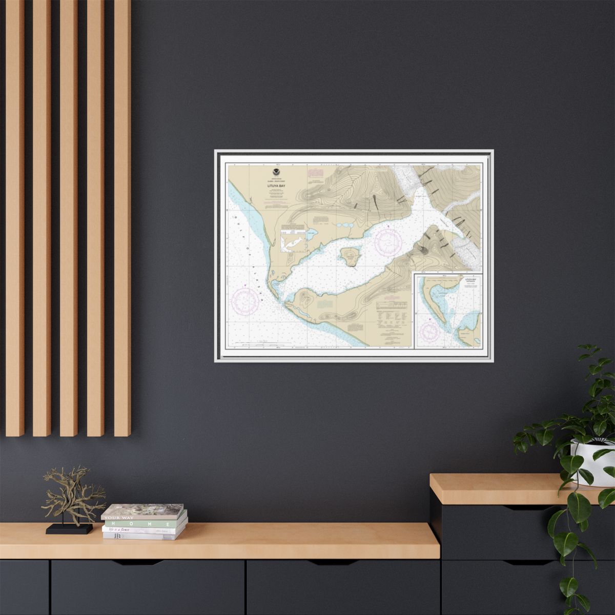 Chart 16762 Lituya Bay;Lituya Bay Entrance - NOAA Nautical Chart Floating Frame Canvas | 32" x 24" | 40" x 30" - White context-2