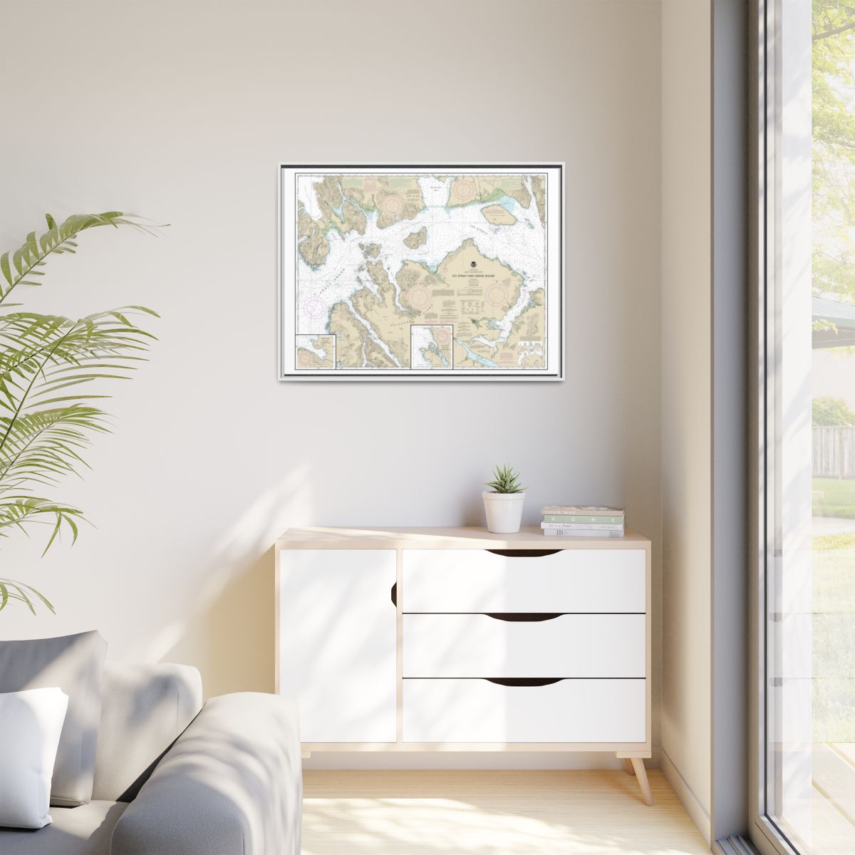 Chart 17302 Icy Strait and Cross Sound;Inian Cove;Elfin Cove - NOAA Nautical Chart Floating Frame Canvas | 32" x 24" | 40" x 30" - White context-1