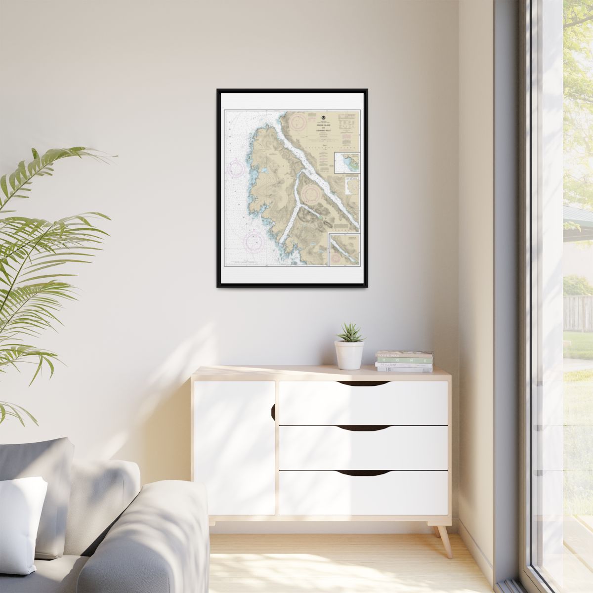 Chart 17303 Yakobi Island and Lisianski Inlet;Pelican Harbor - NOAA Nautical Chart Floating Frame Canvas | 24" x 32" | 30" x 40" - Black context-1