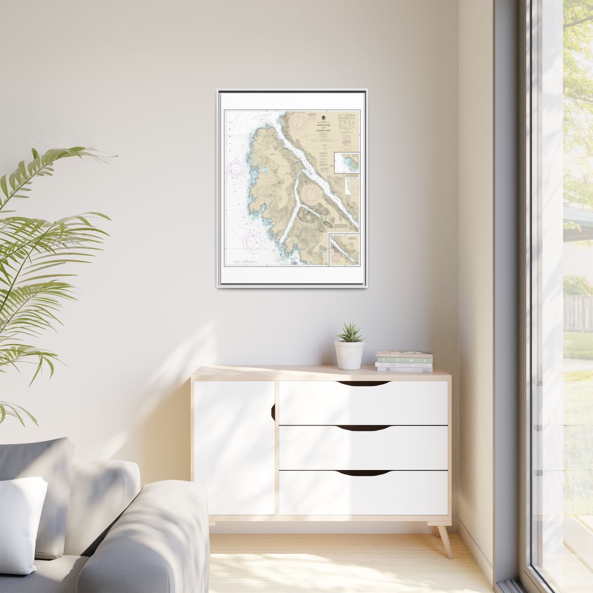 Chart 17303 Yakobi Island and Lisianski Inlet;Pelican Harbor - NOAA Nautical Chart Floating Frame Canvas | 24" x 32" | 30" x 40" - White context-1
