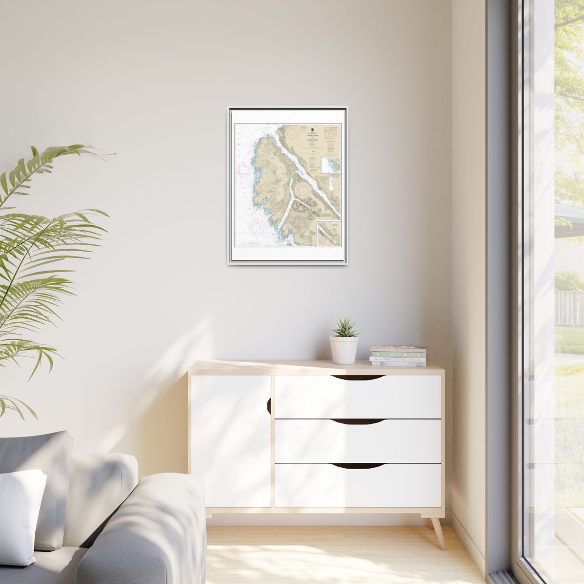 Chart 17303 Yakobi Island and Lisianski Inlet;Pelican Harbor - NOAA Nautical Chart Floating Frame Canvas | 24" x 32" | 30" x 40" - White context-1