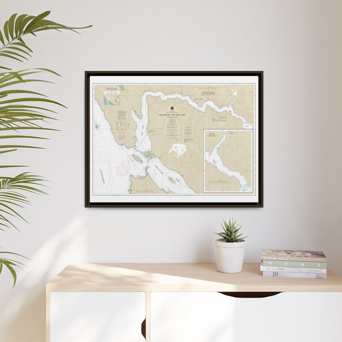 Chart 17311 Holkham Bay And Tracy Arm - Stephens Passage - NOAA Nautical Chart Floating Frame Canvas | 32" x 24" | 40" x 30" - Espresso context-1