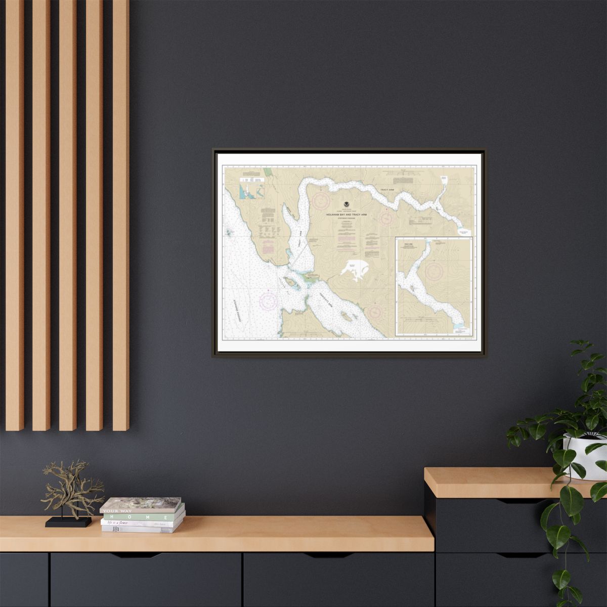 Chart 17311 Holkham Bay And Tracy Arm - Stephens Passage - NOAA Nautical Chart Floating Frame Canvas | 32" x 24" | 40" x 30" - Espresso context-2