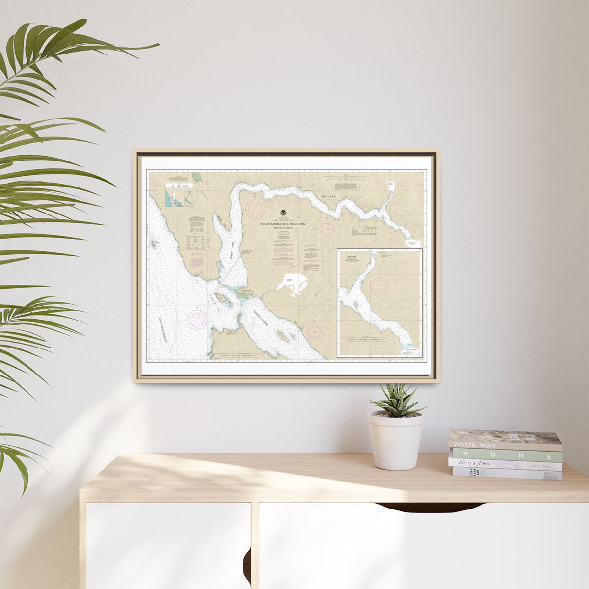 Chart 17311 Holkham Bay And Tracy Arm - Stephens Passage - NOAA Nautical Chart Floating Frame Canvas | 32" x 24" | 40" x 30" - Natural context-1