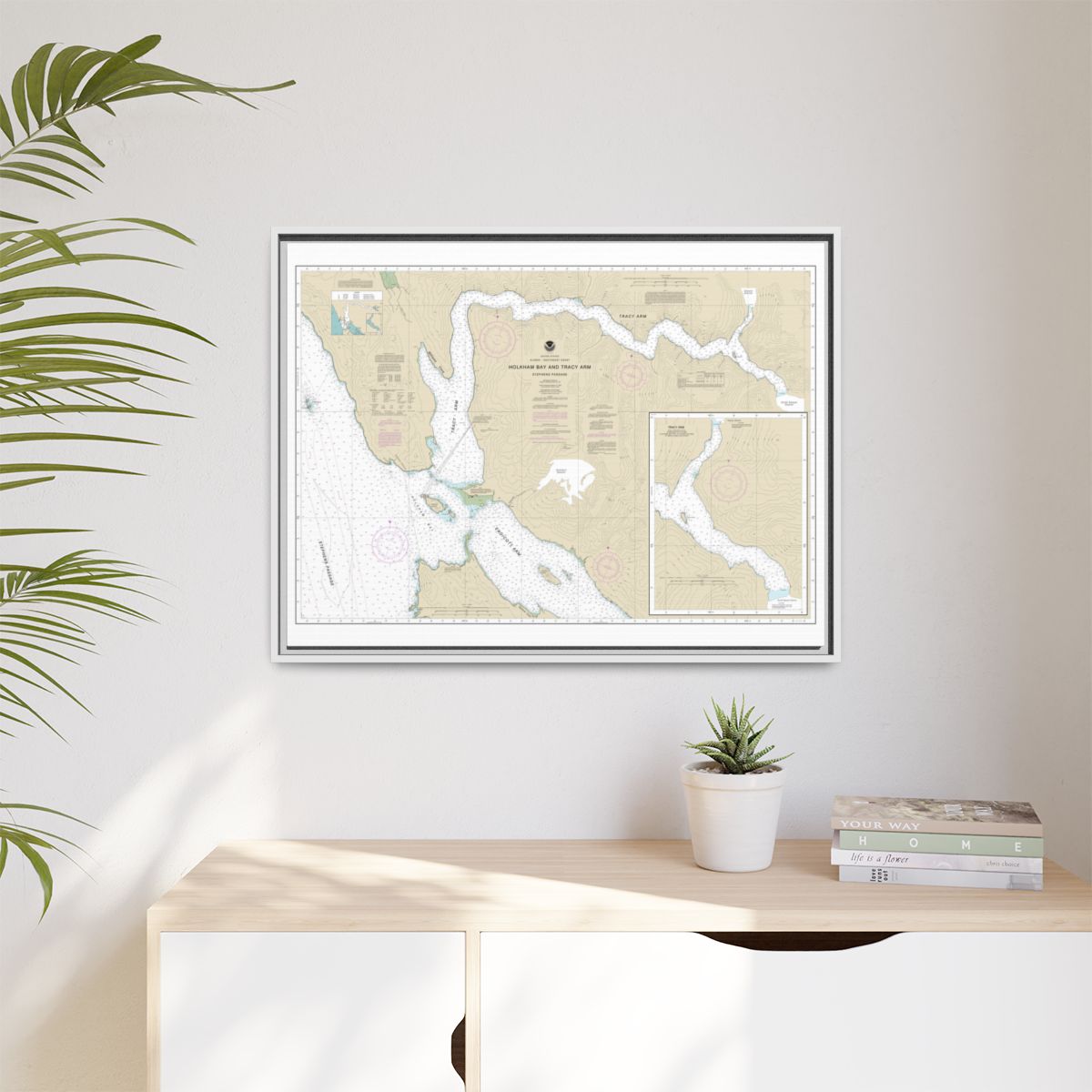 Chart 17311 Holkham Bay And Tracy Arm - Stephens Passage - NOAA Nautical Chart Floating Frame Canvas | 32" x 24" | 40" x 30" - White context-1