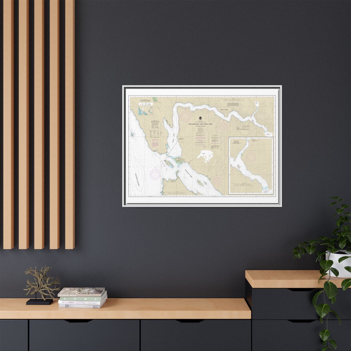 Chart 17311 Holkham Bay And Tracy Arm - Stephens Passage - NOAA Nautical Chart Floating Frame Canvas | 32" x 24" | 40" x 30" - White context-2