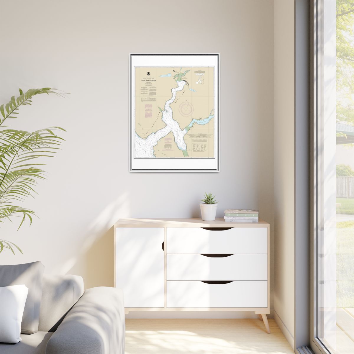 Chart 17313 Port Snettisham - NOAA Nautical Chart Floating Frame Canvas | 24" x 32" | 30" x 40" - White context-1