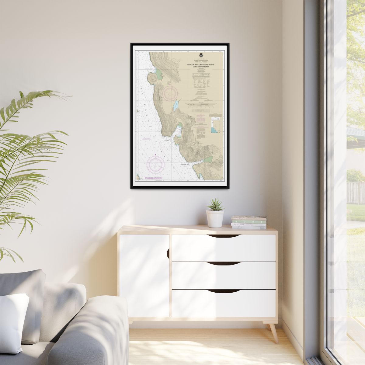 Chart 17314 Slocum and Limestone Inlets and Taku Harbor - NOAA Nautical Chart Floating Frame Canvas | 20" x 30" | 24" x 36" | 32" x 48" - Black context-1