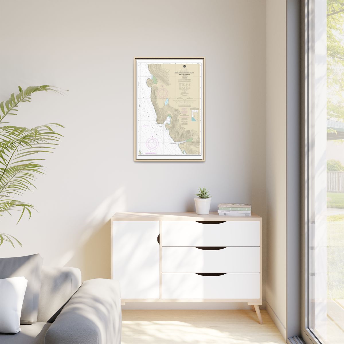 Chart 17314 Slocum and Limestone Inlets and Taku Harbor - NOAA Nautical Chart Floating Frame Canvas | 20" x 30" | 24" x 36" | 32" x 48" - Natural context-1