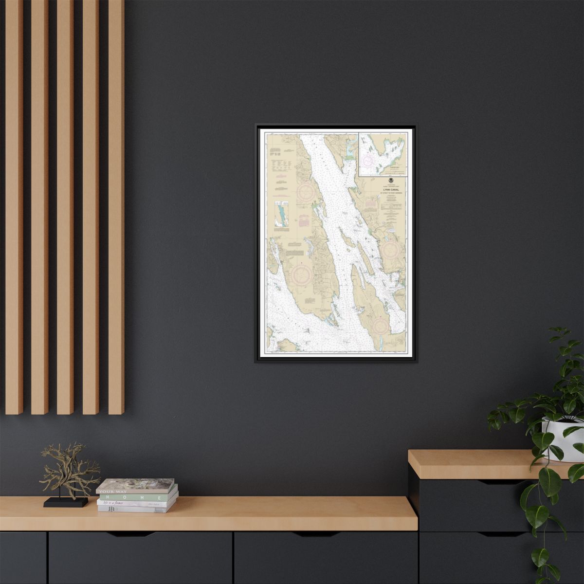 Chart 17316 Lynn Canal-Icy Str. to Point Sherman;Funter Bay;Chatham Strait - NOAA Nautical Chart Floating Frame Canvas | 20" x 30" | 24" x 36" | 32" x 48" - Black context-2