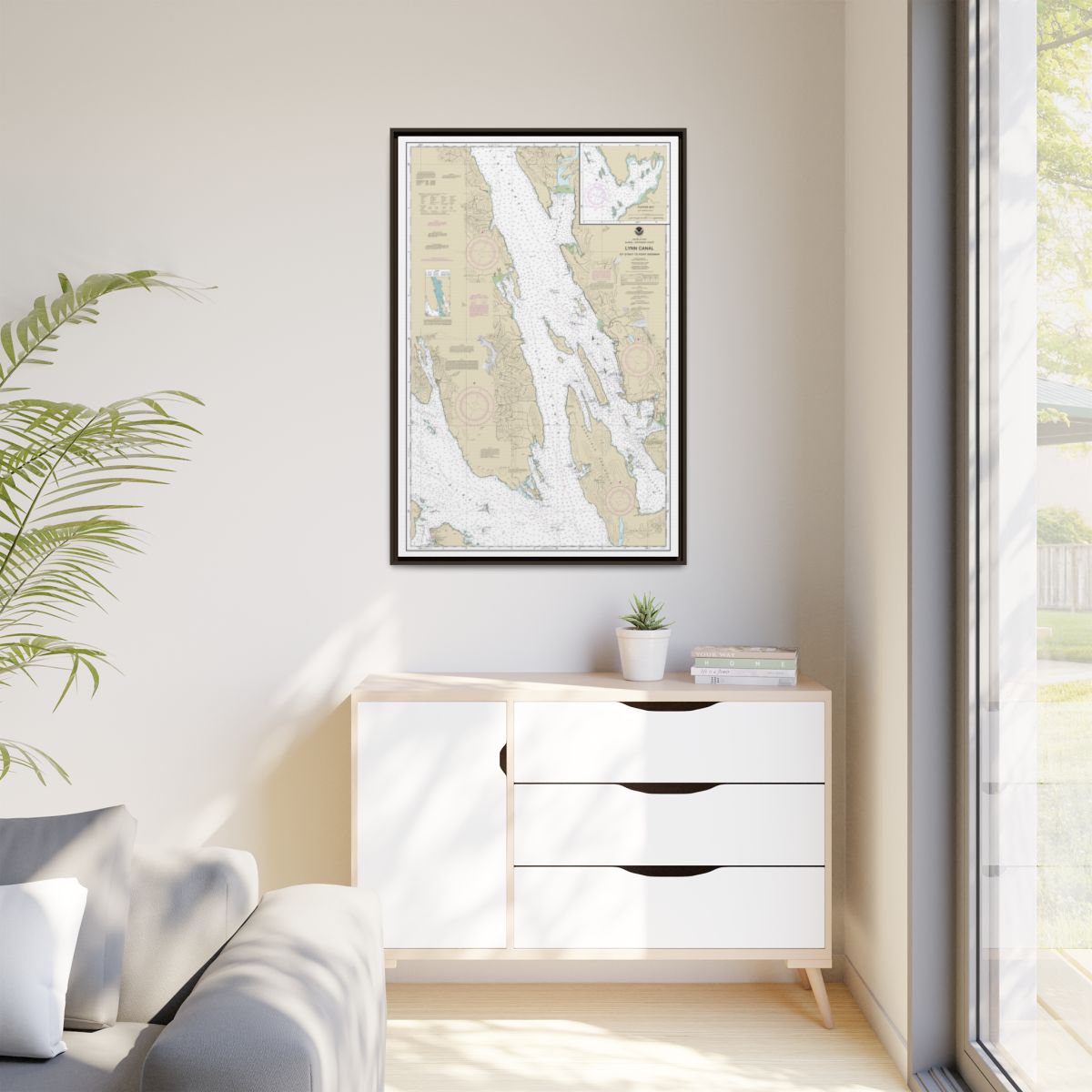 Chart 17316 Lynn Canal-Icy Str. to Point Sherman;Funter Bay;Chatham Strait - NOAA Nautical Chart Floating Frame Canvas | 20" x 30" | 24" x 36" | 32" x 48" - Espresso context-1
