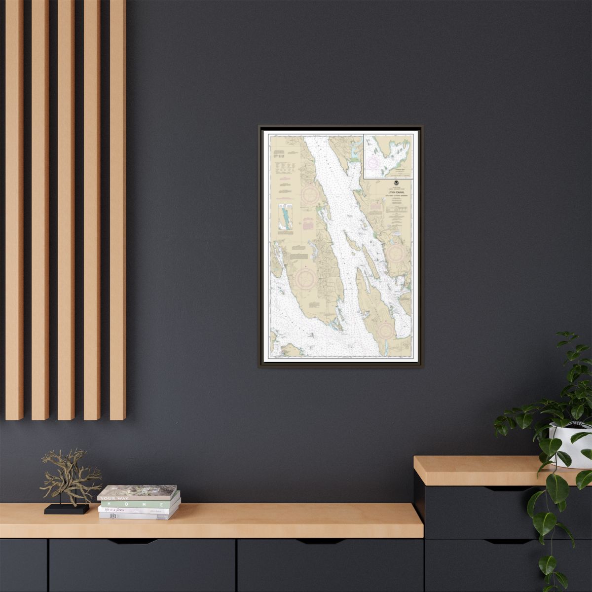 Chart 17316 Lynn Canal-Icy Str. to Point Sherman;Funter Bay;Chatham Strait - NOAA Nautical Chart Floating Frame Canvas | 20" x 30" | 24" x 36" | 32" x 48" - Espresso context-2