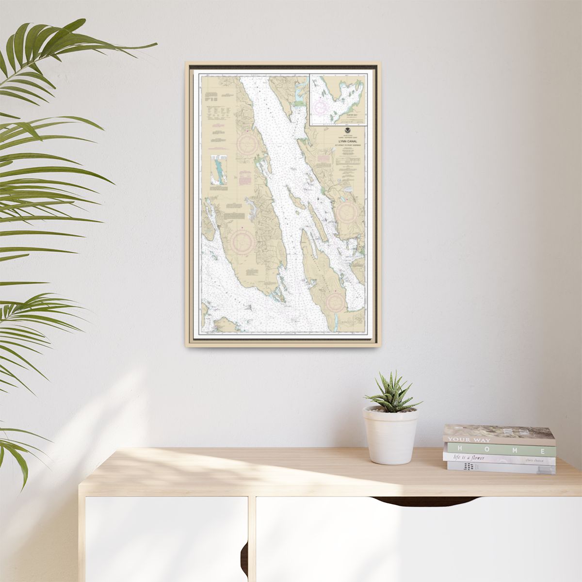 Chart 17316 Lynn Canal-Icy Str. to Point Sherman;Funter Bay;Chatham Strait - NOAA Nautical Chart Floating Frame Canvas | 20" x 30" | 24" x 36" | 32" x 48" - Natural context-1