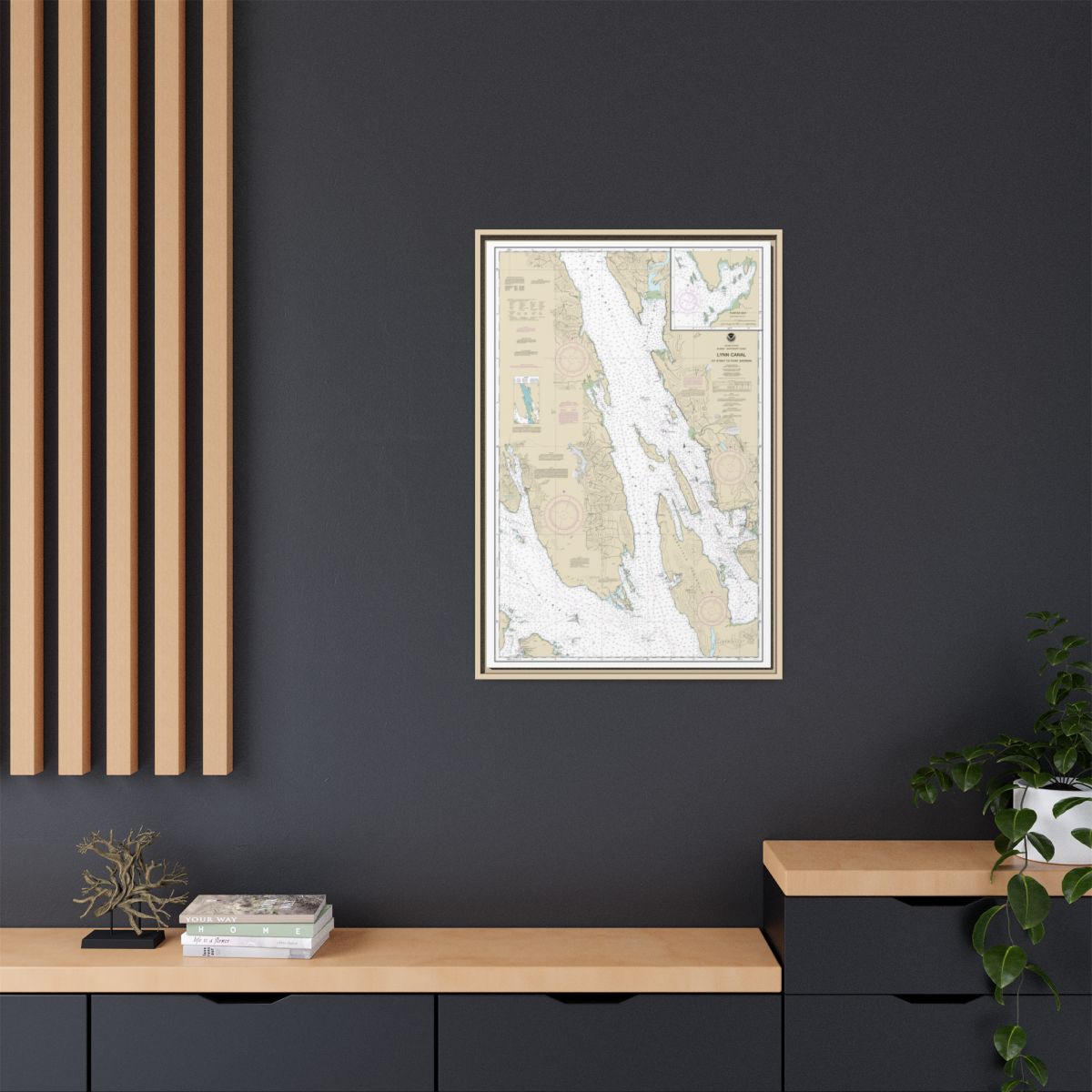 Chart 17316 Lynn Canal-Icy Str. to Point Sherman;Funter Bay;Chatham Strait - NOAA Nautical Chart Floating Frame Canvas | 20" x 30" | 24" x 36" | 32" x 48" - Natural context-2