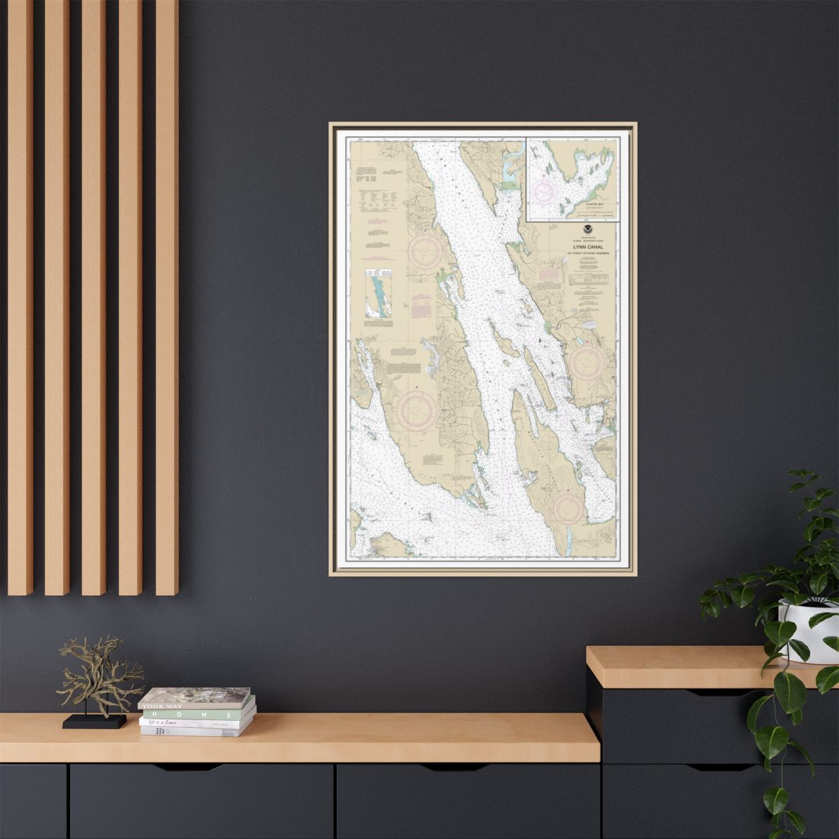 Chart 17316 Lynn Canal-Icy Str. to Point Sherman;Funter Bay;Chatham Strait - NOAA Nautical Chart Floating Frame Canvas | 20" x 30" | 24" x 36" | 32" x 48" - Natural context-2