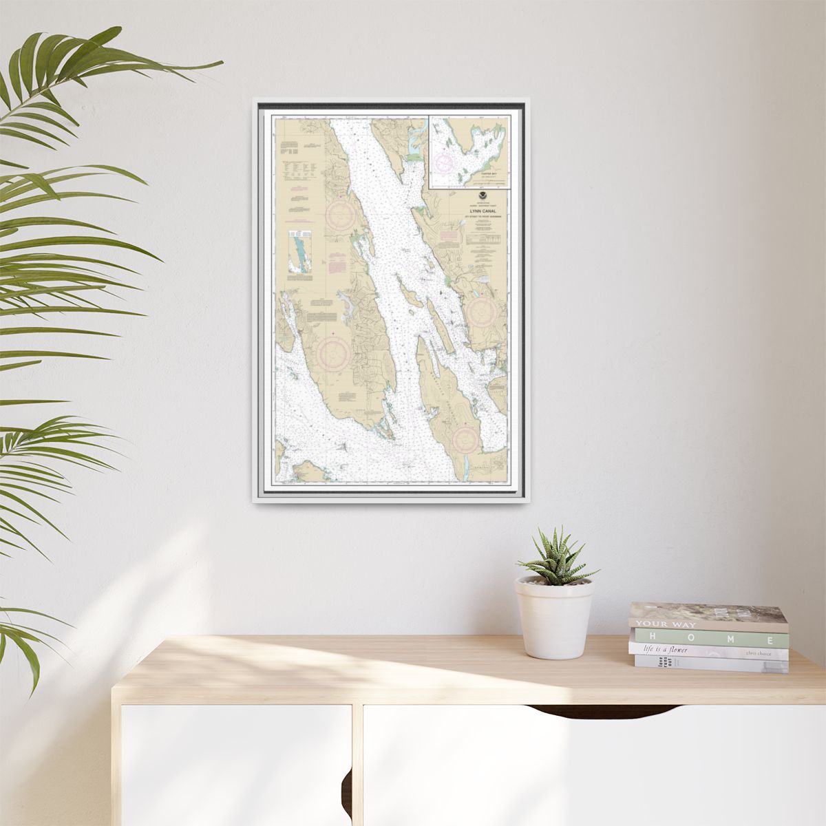 Chart 17316 Lynn Canal-Icy Str. to Point Sherman;Funter Bay;Chatham Strait - NOAA Nautical Chart Floating Frame Canvas | 20" x 30" | 24" x 36" | 32" x 48" - White context-1