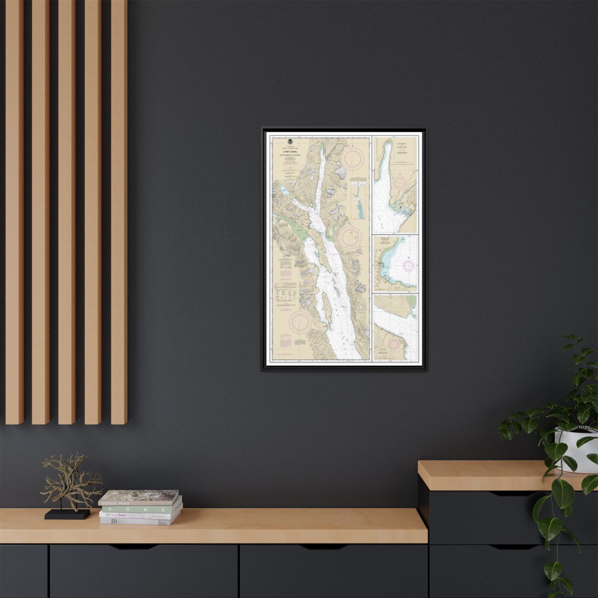 Chart 17317 Lynn Canal-Point Sherman to Skagway;Lutak Inlet;Skagway and Nahku Bay;Portage Cove, Chilkoot Inlet - NOAA Nautical Chart Floating Frame Canvas | 20" x 30" | 24" x 36" | 32" x 48" - Black context-2