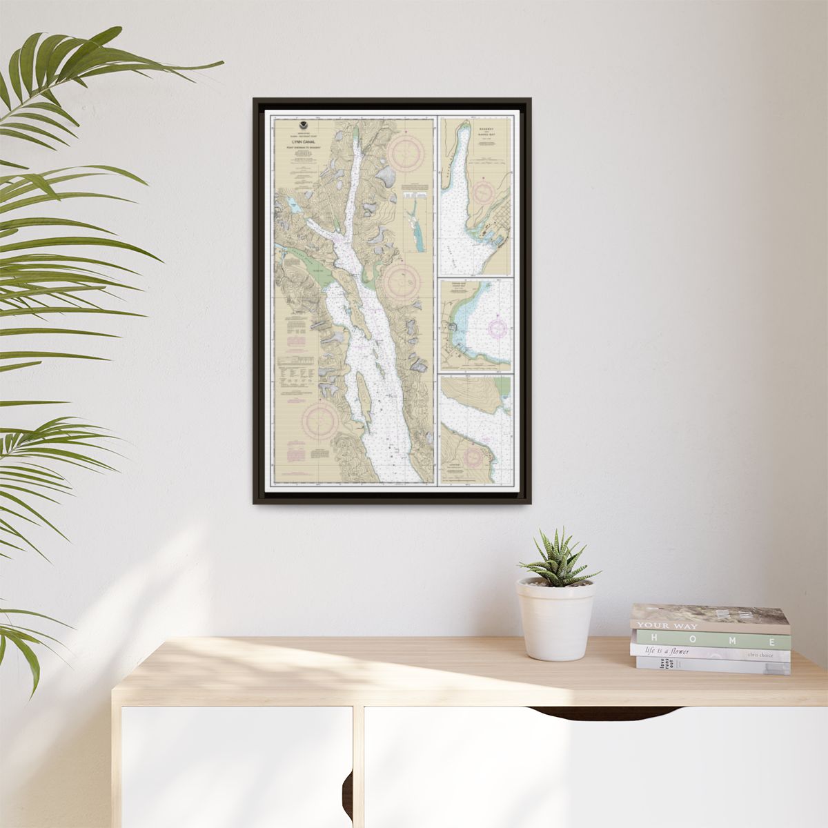 Chart 17317 Lynn Canal-Point Sherman to Skagway;Lutak Inlet;Skagway and Nahku Bay;Portage Cove, Chilkoot Inlet - NOAA Nautical Chart Floating Frame Canvas | 20" x 30" | 24" x 36" | 32" x 48" - Espresso context-1