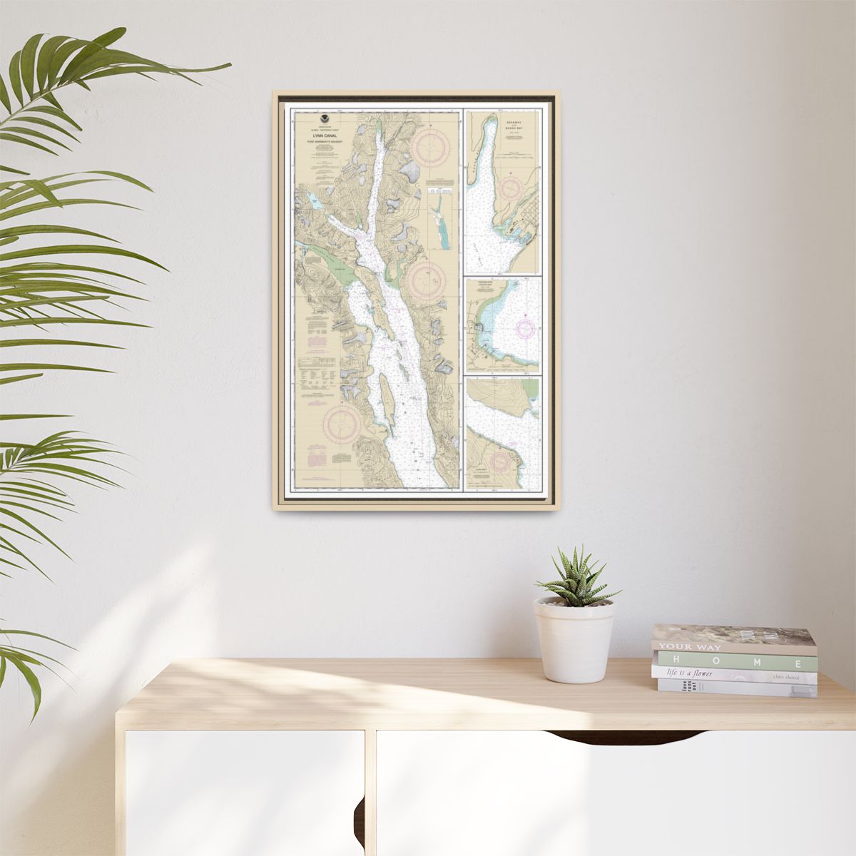 Chart 17317 Lynn Canal-Point Sherman to Skagway;Lutak Inlet;Skagway and Nahku Bay;Portage Cove, Chilkoot Inlet - NOAA Nautical Chart Floating Frame Canvas | 20" x 30" | 24" x 36" | 32" x 48" - Natural context-1