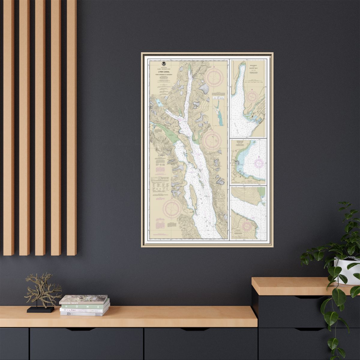 Chart 17317 Lynn Canal-Point Sherman to Skagway;Lutak Inlet;Skagway and Nahku Bay;Portage Cove, Chilkoot Inlet - NOAA Nautical Chart Floating Frame Canvas | 20" x 30" | 24" x 36" | 32" x 48" - Natural context-2