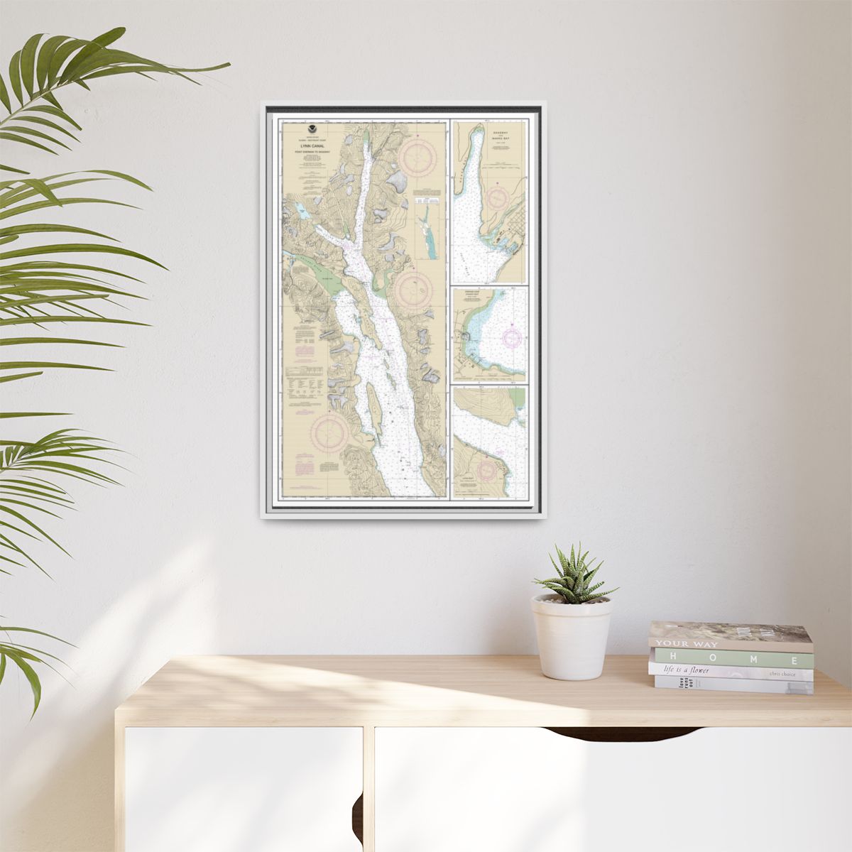 Chart 17317 Lynn Canal-Point Sherman to Skagway;Lutak Inlet;Skagway and Nahku Bay;Portage Cove, Chilkoot Inlet - NOAA Nautical Chart Floating Frame Canvas | 20" x 30" | 24" x 36" | 32" x 48" - White context-1
