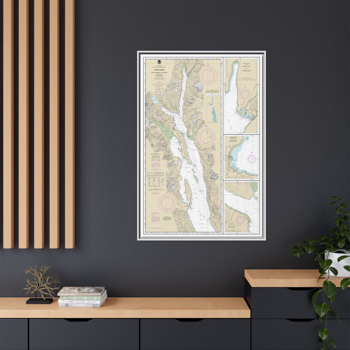 Chart 17317 Lynn Canal-Point Sherman to Skagway;Lutak Inlet;Skagway and Nahku Bay;Portage Cove, Chilkoot Inlet - NOAA Nautical Chart Floating Frame Canvas | 20" x 30" | 24" x 36" | 32" x 48" - White context-2