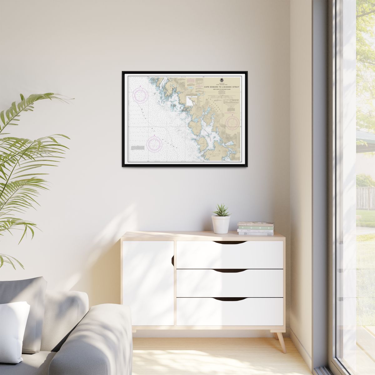 Chart 17321 Cape Edward to Lisianski Strait, Chichagof Island - NOAA Nautical Chart Floating Frame Canvas | 32" x 24" | 40" x 30" - Black context-1